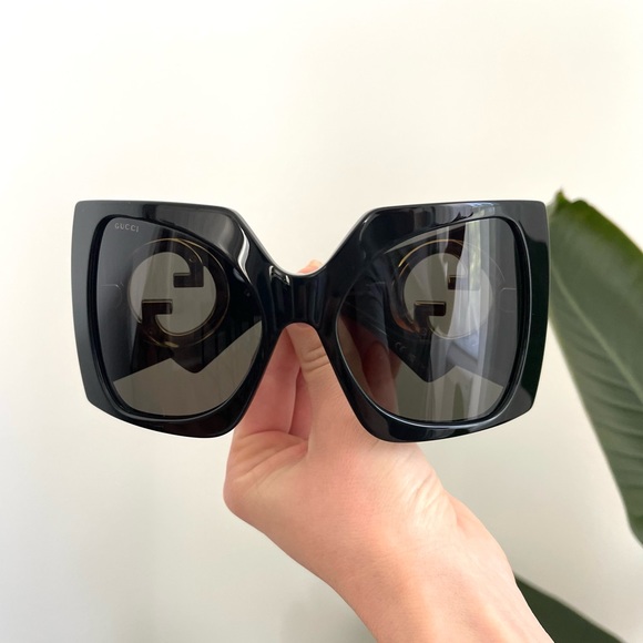 NEW GUCCI OVERSIZED SQUARE BLACK WOMEN SUNGLASSES GUCCI GG1255S 001 - Picture 5 of 15